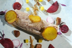 Rabbit roulade with beets The White Rabbit, Todmorden. 17 November 2015. Picture Bruce Rollinson