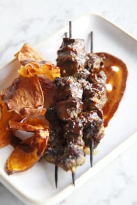 Marinated lamb skewers with sweet and spicy dipping sauce 2