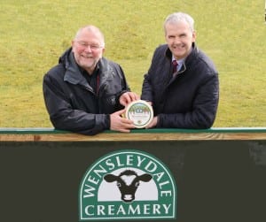 Chairman of The Dales Festival of Food & Drink, Colin Toogood, with David Hartley, Managing Director of the Wensleydale Creamery