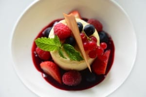 28 July 2015.........Restaurant review for the YP mag  Smith & Baker Dining Room, Sheffield. Clotted cream parfait,berries,coulis,tuile biscuit. Picture Scott Merrylees SM1009/08h