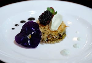 Date:24th November 2015. Picture James Hardisty. Lavanta Meze Bar & Grill, Otley Road, West Park, Leeds. Pictured Kadaifi, shredded pastry with pistachios served with berries and vanilla cream mascarpone.