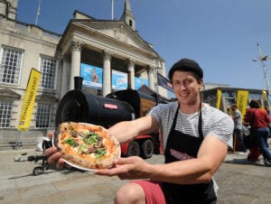 Yorkshire Food and Drink Festival, Millennium Square, Leeds..Ollie Reynolds from Pizza-loco, Yeadon...5th June 2016 ..Picture by Simon Hulme