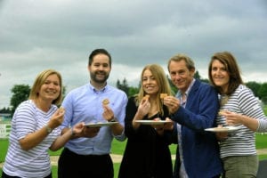 310816 The judges for the Deliciously Yorkshire Taste Awards at the Pavilions in Harrogate, l to r.. Catherine Scott of the Yorkshire Post, Alan Jackson and Lisa Nesden both from Asda , Nigel Barden from BBC Food and Drink and Helen Miles from Deliciuosly Yorkshire .
